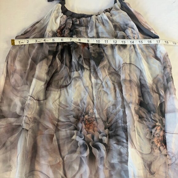 Gigi Moda Made in Italy 100% Silk Venus Dress Charcoal and Dusty Rose Floral - Picture 2 of 6